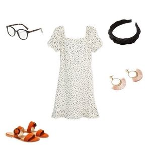 Dotted tie back flare dress